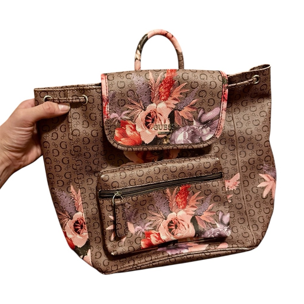 Guess Brown Floral Backpack